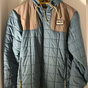 Howler Brothers Quilted Blue and Brown Puffer Jacket